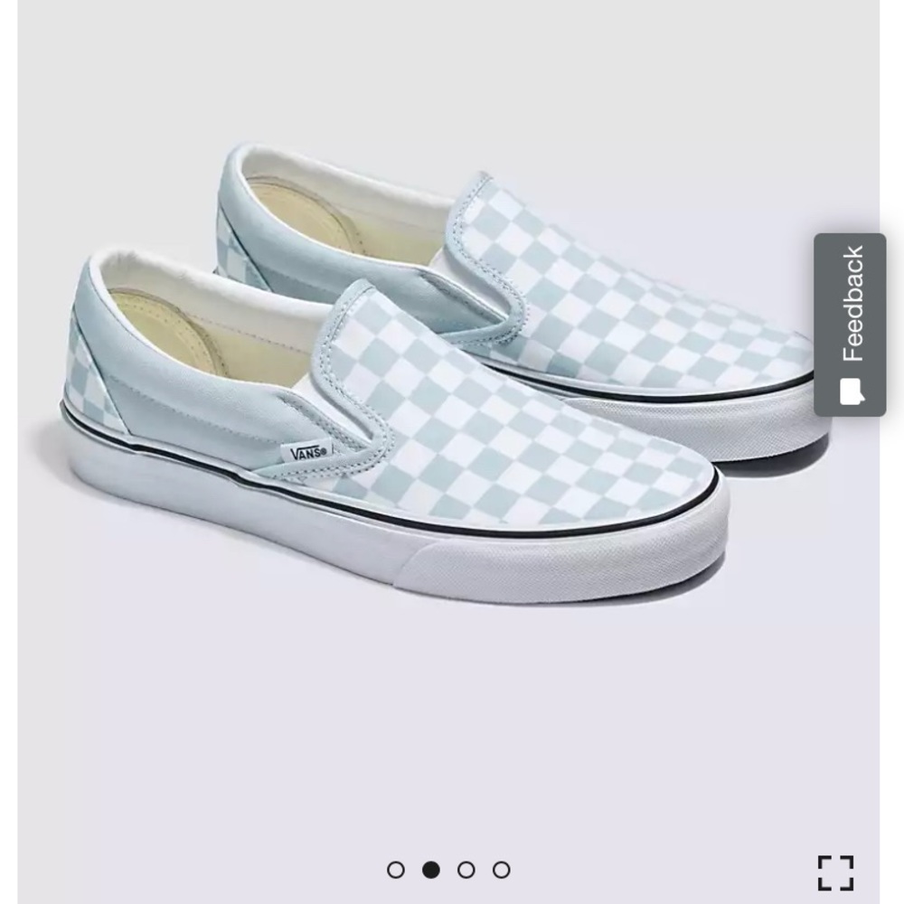 Vans women 8 light blue and white slips